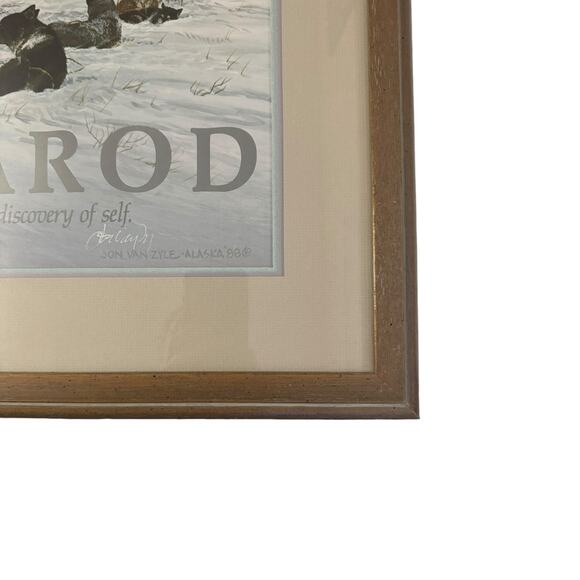 Vintage 1988 Signed Jon Van Zyle Iditarod Alaska More Than a Race Framed Poster - Picture 2 of 2